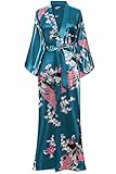BABEYOND Babyond - Accappatoio da donna, maxi, lunghi, kimono, da spiaggia, motivo pavone, stampa a maglia, kimono champagne Taglia unica (Smeraldo)